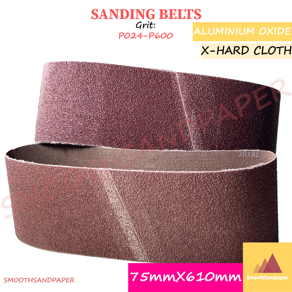 75X610mm X-Hard Cloth Sanding Belts / Aluminium Oxide 木材金属抛光打磨砂带 硬布氧化铝红砂带 image 2