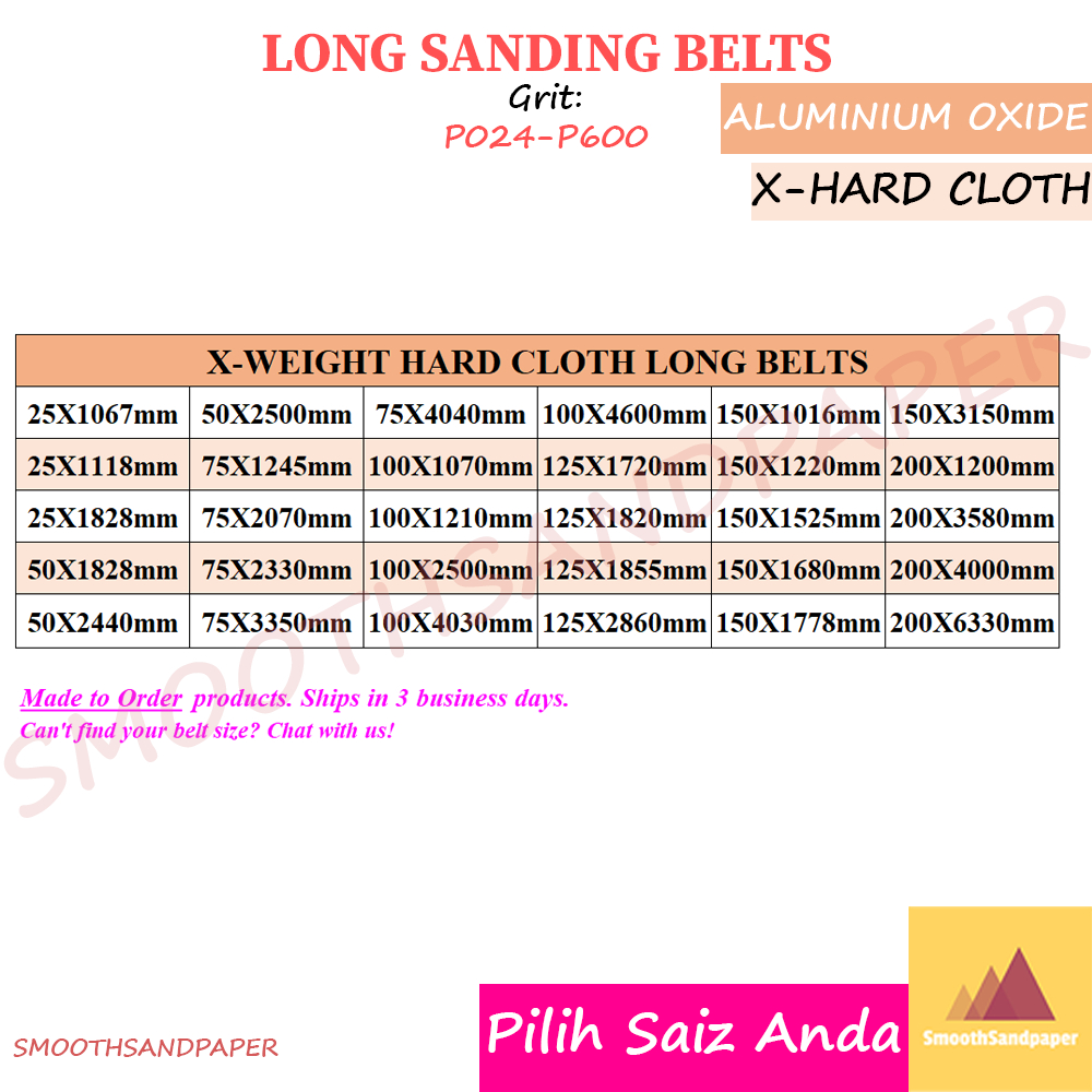100X4030mm X-Hard Cloth Sanding Belts / Aluminium Oxide 金属不锈钢打磨 硬布氧化铝长砂带 image 3