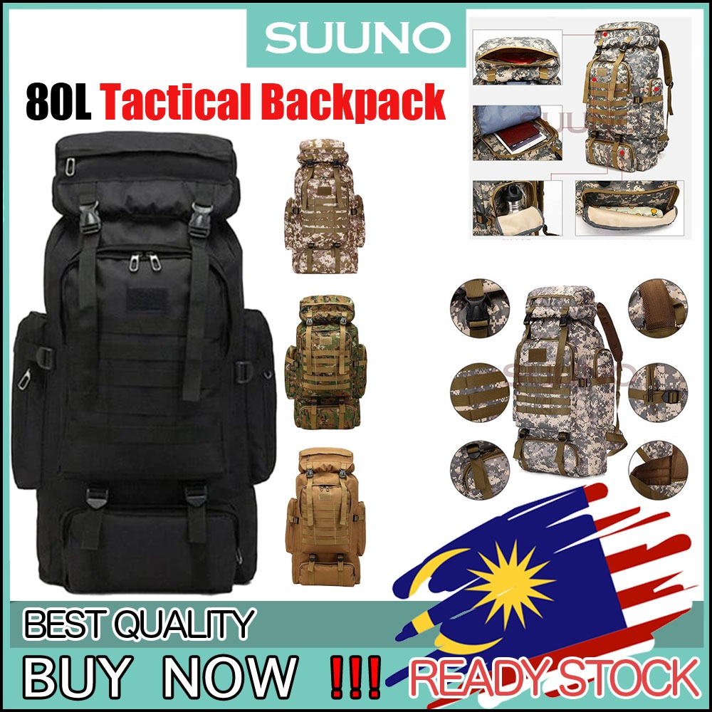 80L Waterproof Tactical Backpack Military Army Hiking Beg Camping Backpack Travel Rucksack Outdoor