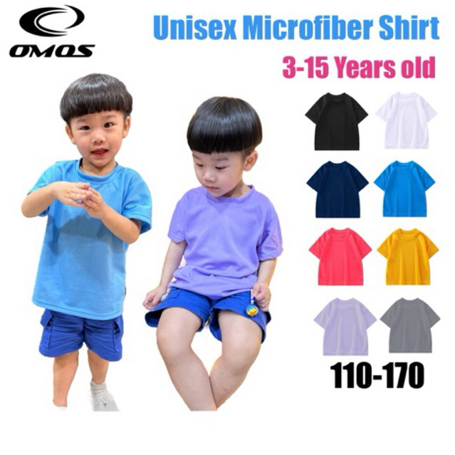 Baju T-Shirt Kanak-Kanak Baju Sukan Microfiber Mini Mesh Quick Dry Jersey Shirt 3-15 Tahun
