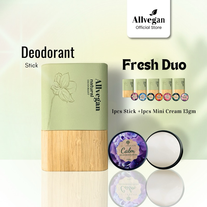 [Combo FreshDuo] ALLVEGAN Natural Deodorant Stick 35g + Mini Deodorant Cream 13g