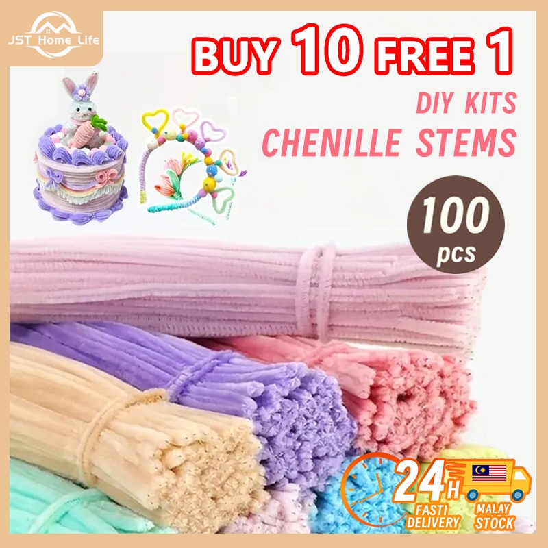 【Ready Stock】100Pcs Multicolour DIY Chenille Stems Colorful Sticks Pipe Cleaner Rod Diy Material For Art and Craft 扭扭棒