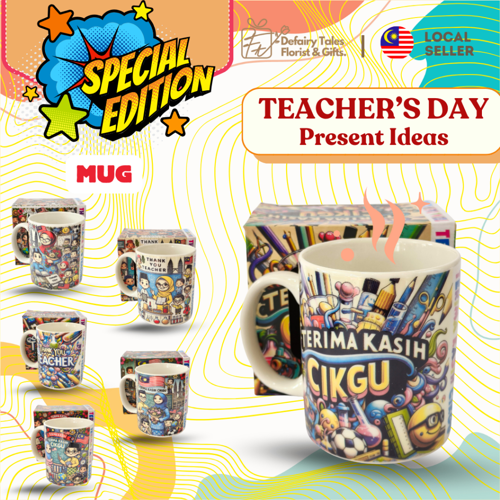 Teachers Day Gift Hadiah Hari Guru Ceramic Mug Cup Drink Water Coffee Tea Thank You Teacher Terima Kasih Cikgu