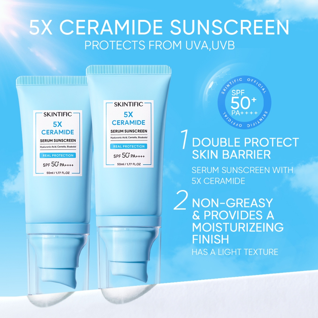 SKINTIFIC Sunscreen 5x Ceramide Serum Sunscreen Stick SPF50 PA++++ Skincare Sunscreen Skin Barrier tinted sunscreen