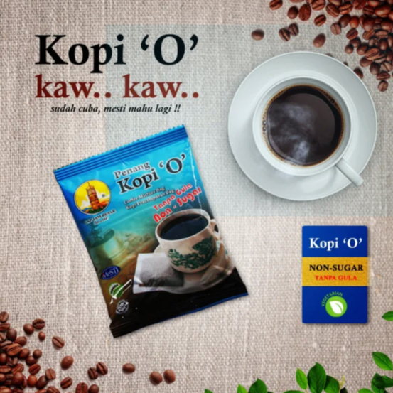 PENANG Kopi O Non Sugar Coffee – Cap Jam Besar | 1 Sachet 12g | Local Malaysian Traditional Coffee