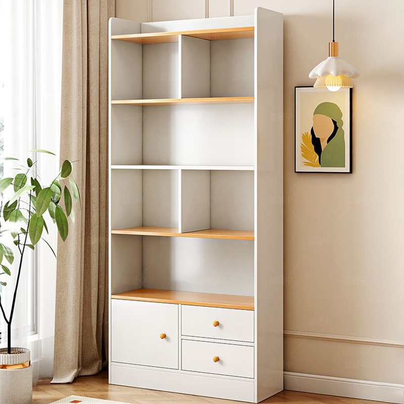 Nordic Vintage Wooden Cabinet With Door Storage Shelf Home Office Multi-Purpose Bookshelf Furniture KabinetKayu 书柜储物柜