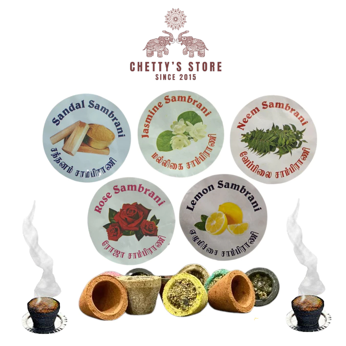 THAMARAI SAMBRANI CUPS 14PCS (ROSE/SANDAL/JASMINE/NEEM/LAVENDER/THULASI/RAINBOW/LEMON )