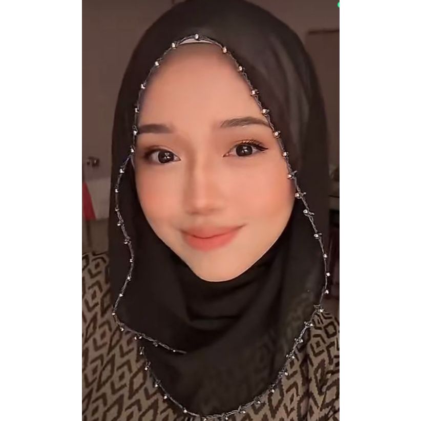 Shawl Chiffon Gold Beads Around 1 Sides High Quality Plain Solid Imitate Silk Muslim Hijabs Shawls Head Scarf