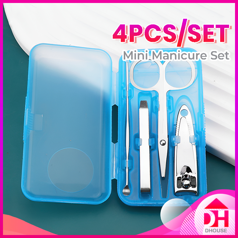 4 in 1 Stainless Steel Nail Kit Scissors Tweezers Ear Pick Manicure Set Beauty Tools Pemotong Kuku