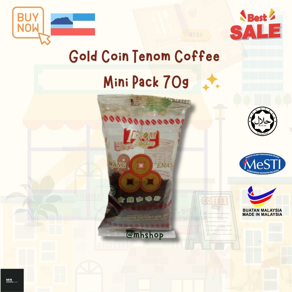 Gold Coin Coffee Powder / Kopi Tenom Cap Wang Emas / Serbuk Kopi Tenom / Coffee Powder / Fine Coffee Powder / Mini Pack