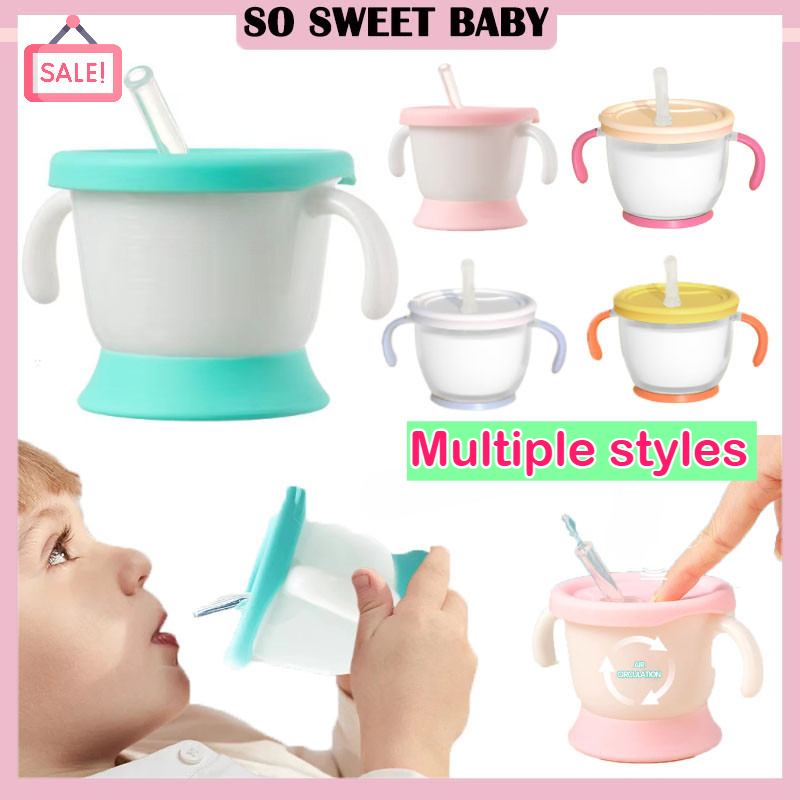 Baby Training Cup Silicone Sippy Cup Water Bottle Botol Baby Drinking Learning Cup with Straw 160ml