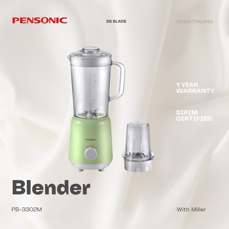 Pensonic Blender PB-3302M with Miller PB3302M Soy Milk Fruit Juice Mesin Cabai 1L Jug Pulse Stainless Steel Blade