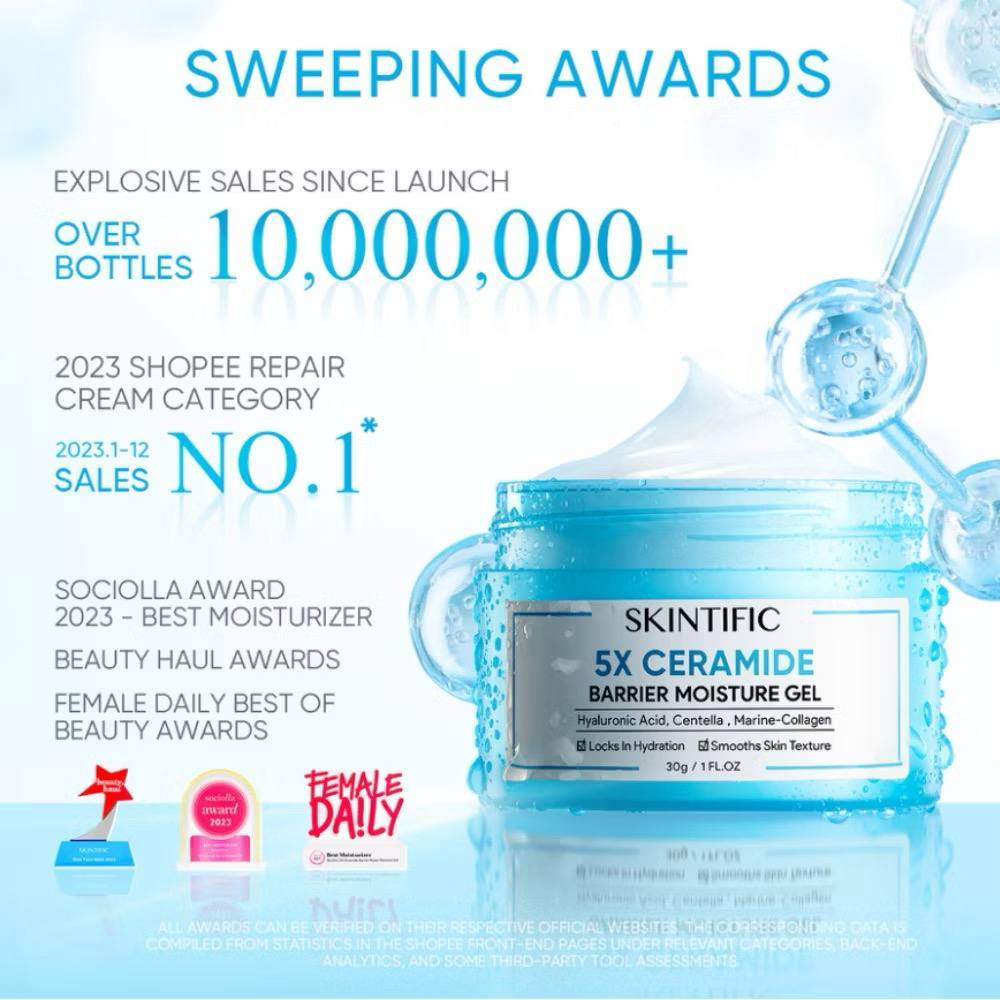 5X Ceramide Skin Gel Moisturiser 30g Day Night Cream Hydrating Barrier Repair Moisturizer