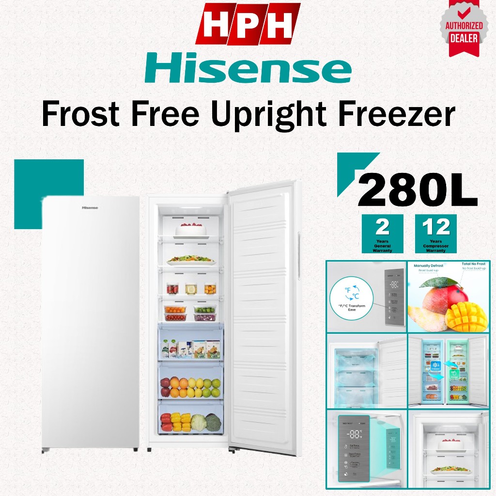 Hisense Upright Freezer 180L/280L Frost Free FV188N4AWN FV280N4AWNP Peti Sejuk Beku