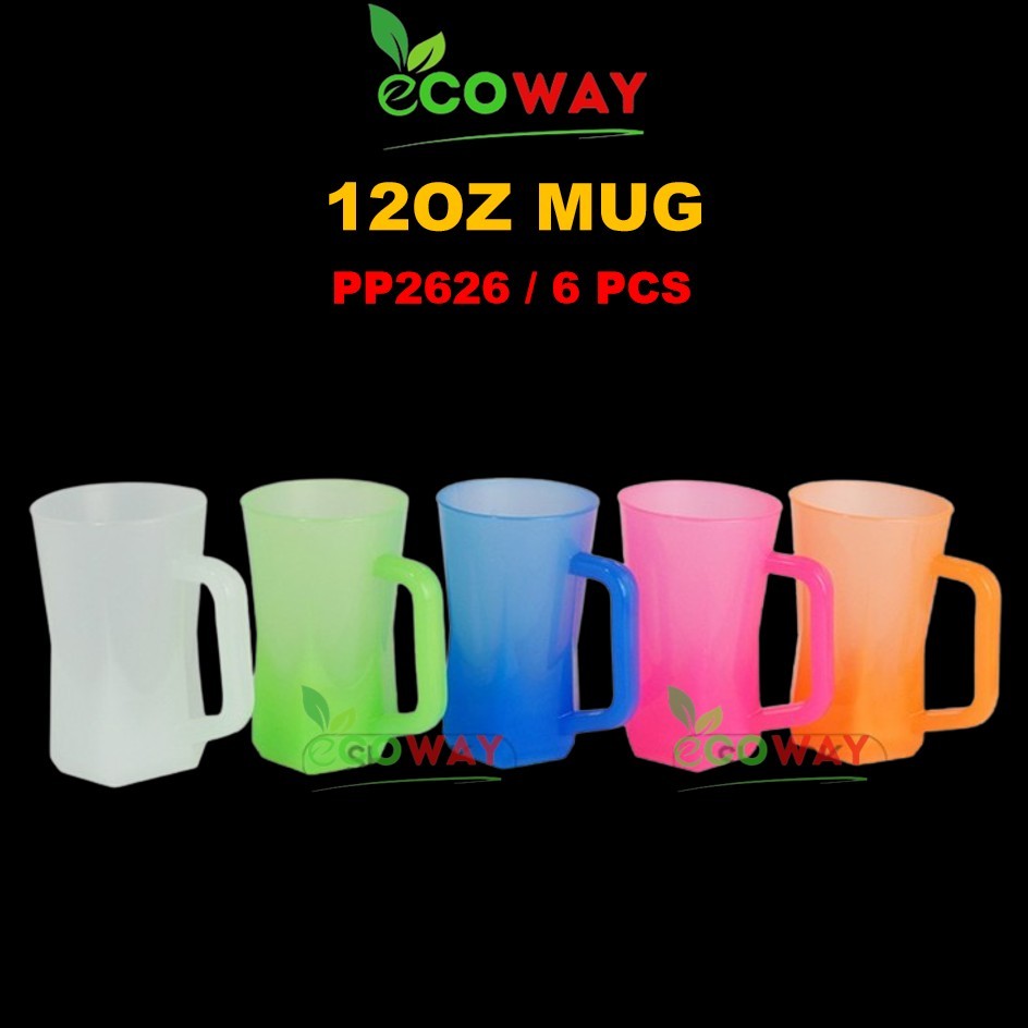 6pcs 350ml Plastic Cup White Green Blue Pink Orange /Plastik Cawan/ PP Cup/ Drinking Cups / PP Mug / Drinking Mug PP2626