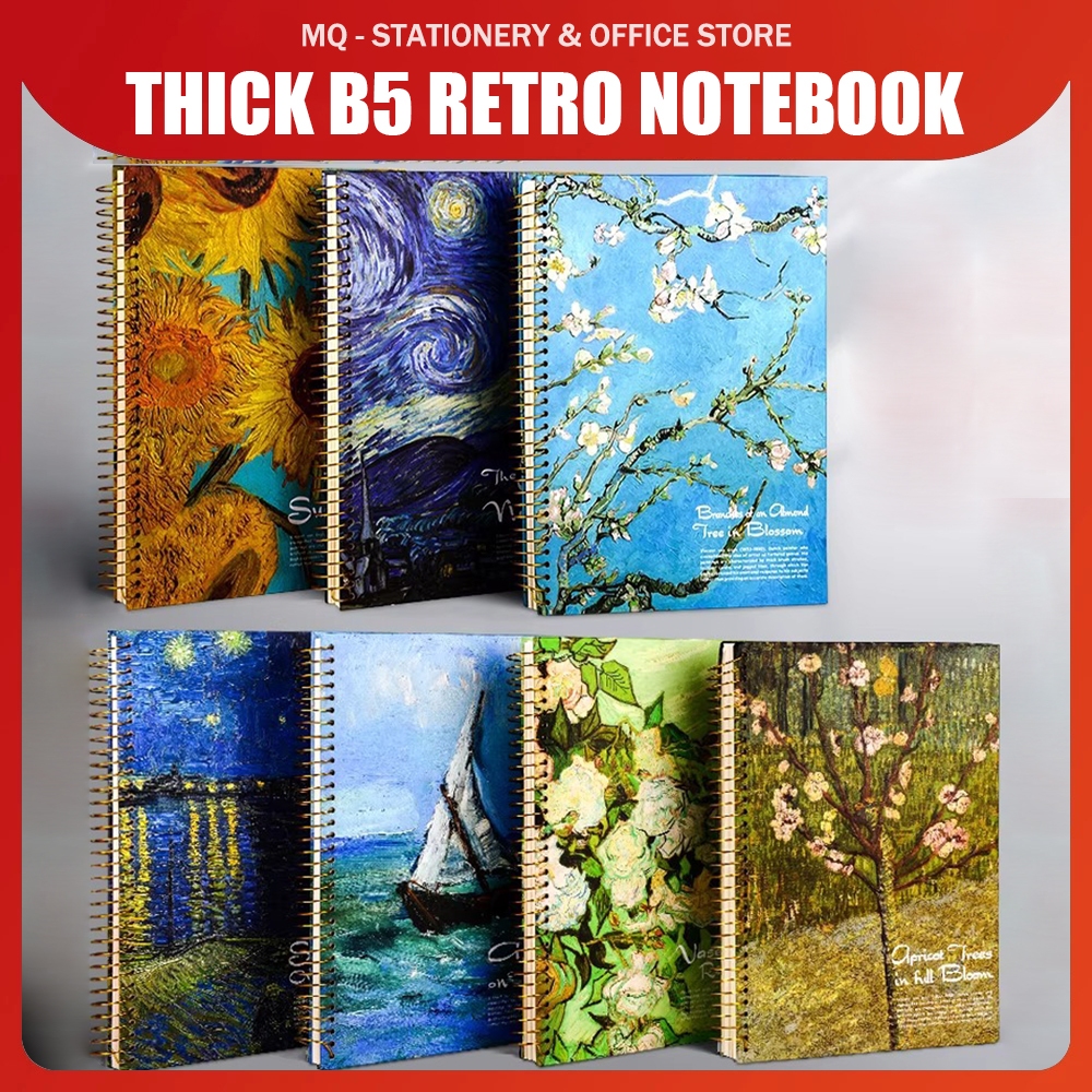Thick B5 Notebook Van Gogh Painting 16K Vintage Retro Coil Notebooks College Notepad School Supplies