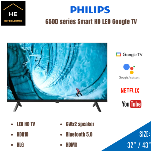Philips 32" / 43" HD Smart LED GOOGLE TV Televisyen 6500 Series 32PHT6509/98 43PHT6509/98