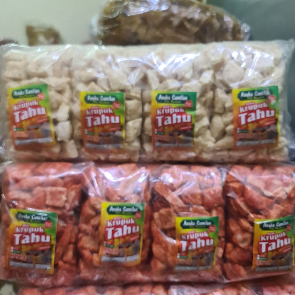 Kerupuk Tahu Aneka Cemilan Khas Nusantara kemasan 90g/harga borong untuk 1bal isi 20bks.