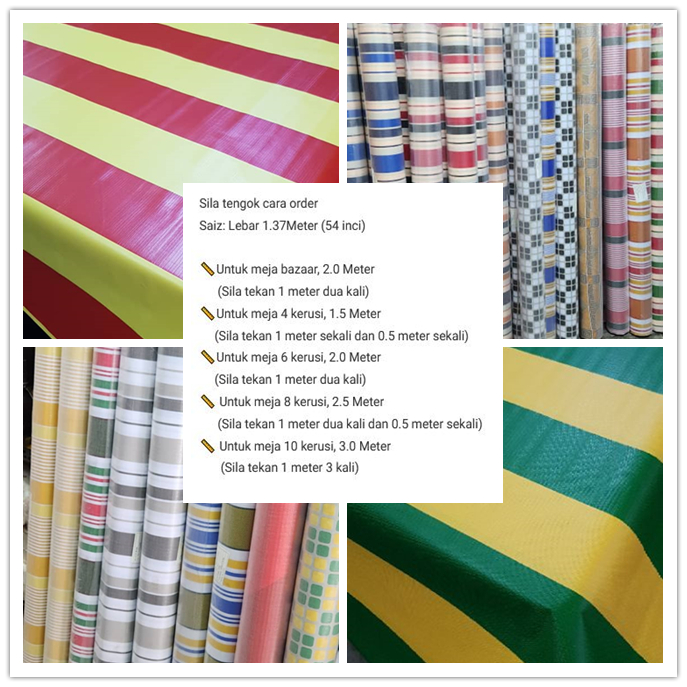 Ketebalan 0.28mm Alas Meja Tarpaulin, Bazaar, Pasar Malam, Kedai Makan, Warung, Kantin Sekolah, Lebar:137cm