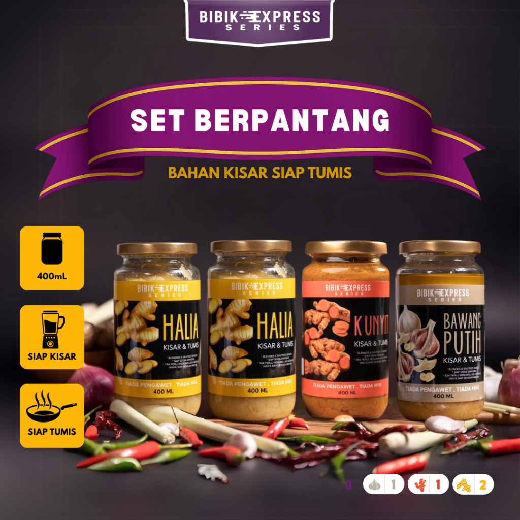 BIBIK EXPRESS SET BERPANTANG Bahan kisar sias tumis Bawang Kunyit Halia2x