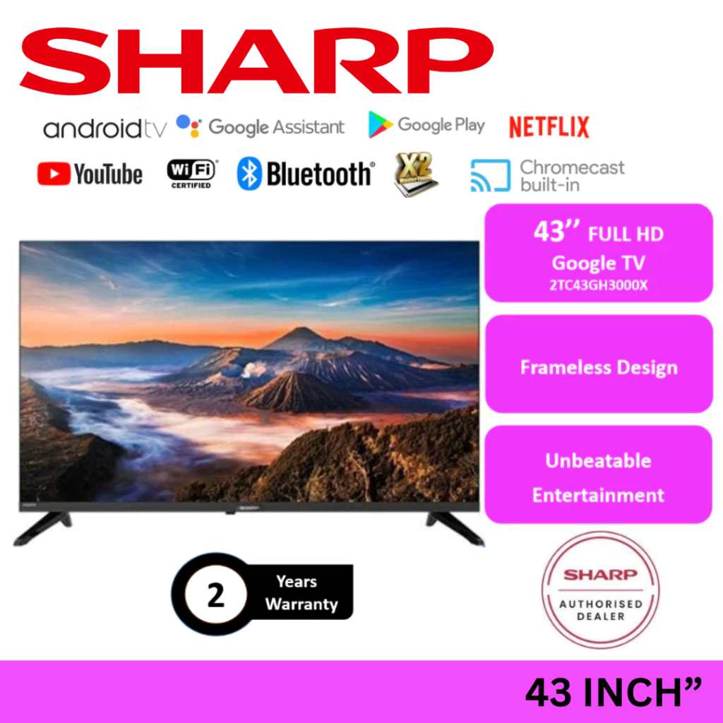 Sharp 43 Inch Goggle TV Smart TV Full HD Television can Youtube Netflix 2TC43GH3000X