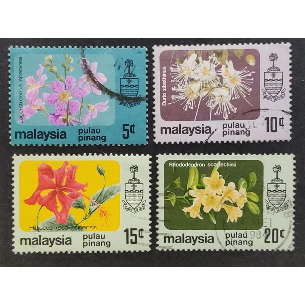 Malaysia 1983 1984 Pulau Pinang Flowers Complete Set - 4pcs Used Stamps / Setem