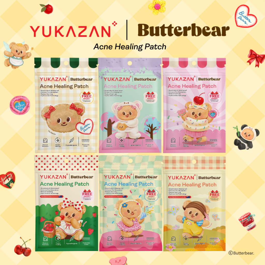 [Yukazan x Butterbear] Hydrocolloid Acne Healing Patch 20’s | Cute Design | Acne Patch