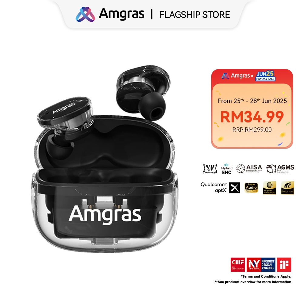 Amgras Future SE2 Transparent Wireless Earbud Gaming ENC Noise Reduction 5.3 Bluetooth Earphone HIFI stereo Super bass