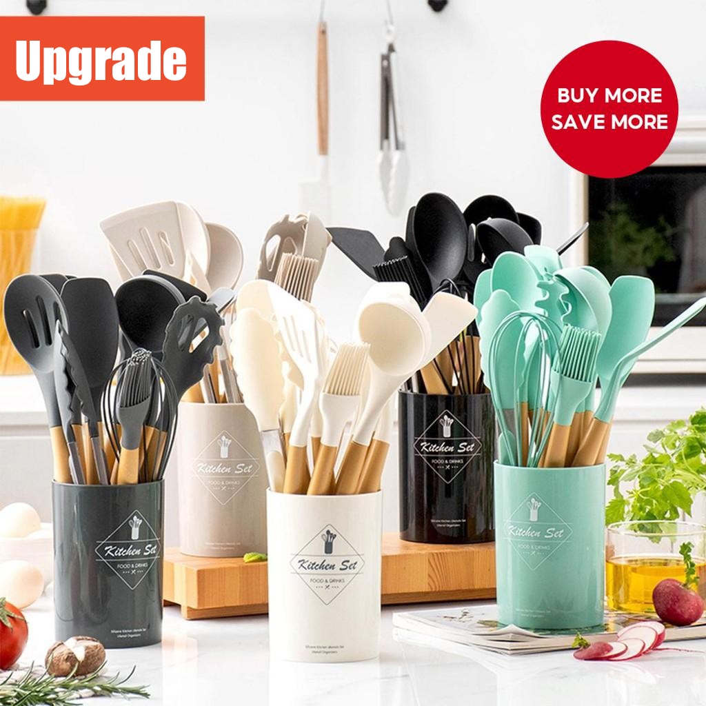 Upgrade 14PCS Perkakas Dapur Silicone - Cooking Tools Set, Sudip, Cutleries | Murah Promo + Free Shipping