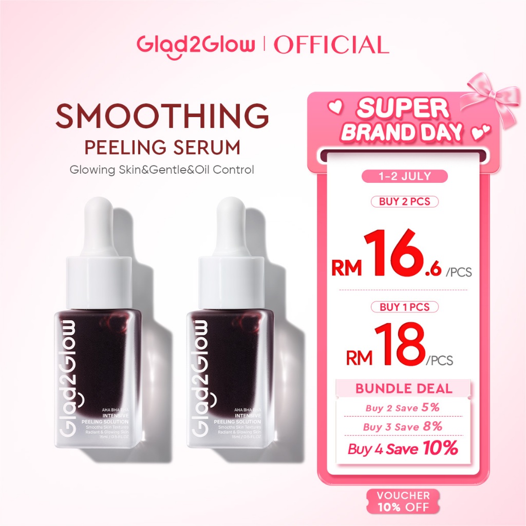 Glad2glow Aha Bha Pha Serum Intensive Peeling Solution Essence Glowing Skin Brightening Dark Spot Acne-pron Blackhead