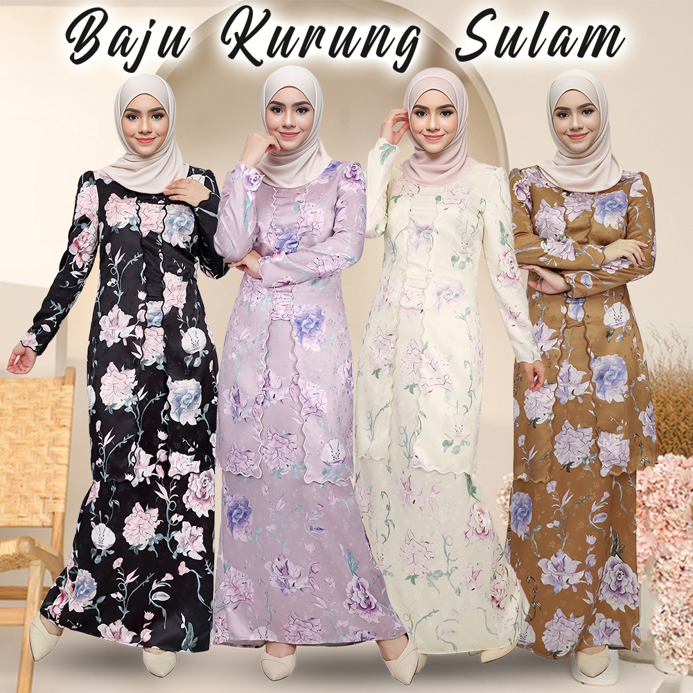  Baju kurung kedah Kebaya bunga Baju Kurung Moden Sulam Pleated Bridesmaids Baju Raya 2025 Sesuai Untuk Nikah/ Tunang