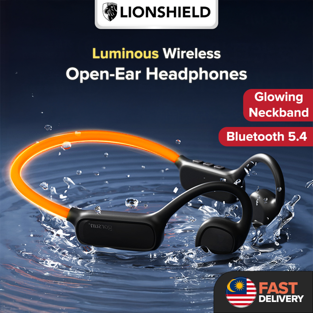 (MY) Gorsun Luminous Open-Ear Wireless Sport Headphones with Glowing Light - Bluetooth 5.4, Safe for Outdoor & Night