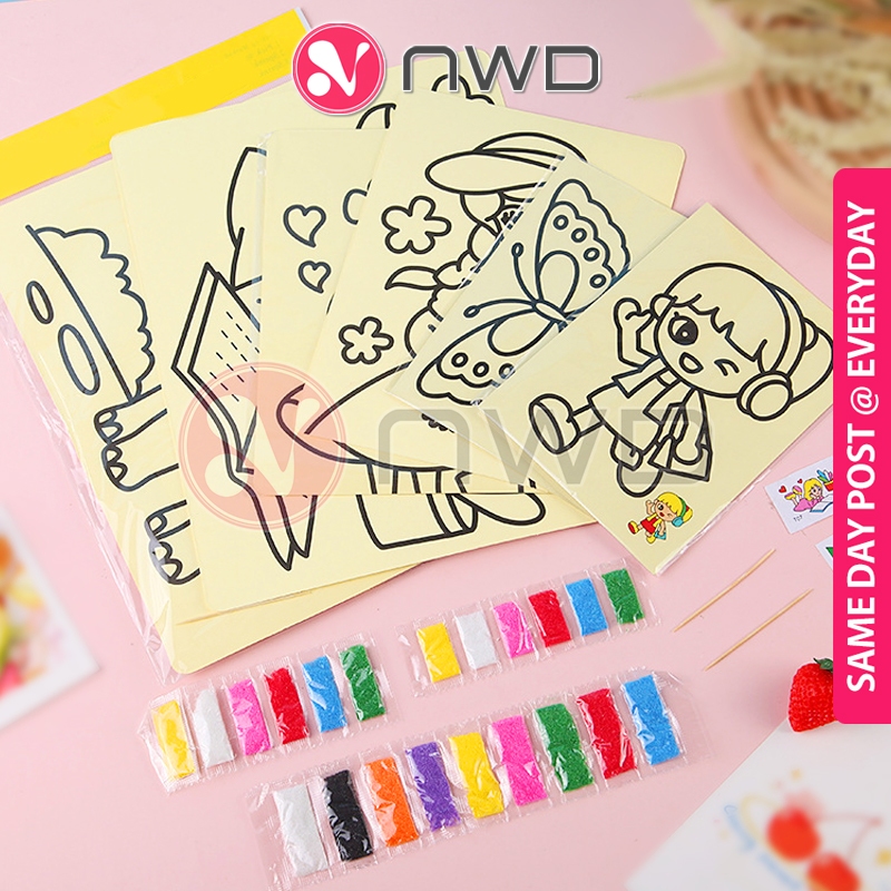 《 𝗦𝗔𝗡𝗗𝗬 𝗙𝗨𝗡 》 Colourful Sand Art Painting Drawing DIY Handmade Color Craft Lukisan Pasir 儿童沙画 NWD