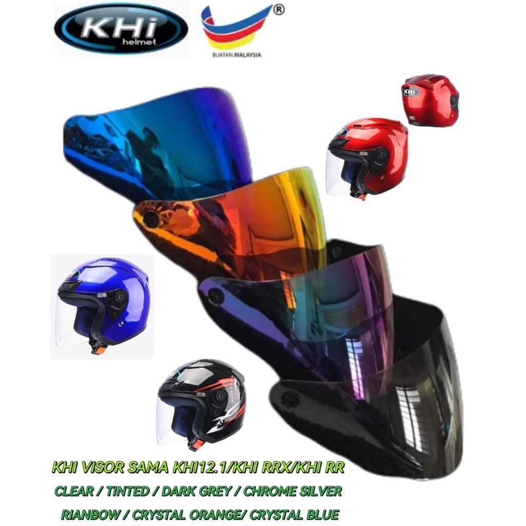 TOPI KHI 12.1/KHI RRX/KHI RR VISOR SAMA COLOUR CLEAR/ TINTED/DARK GREY/RIANBOW/SILVER/ CRYSTAL BLUE/CRYSTAL ORANGE