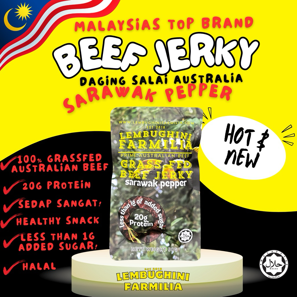 Halal Australian Grass Fed Beef Jerky - Sarawak Pepper