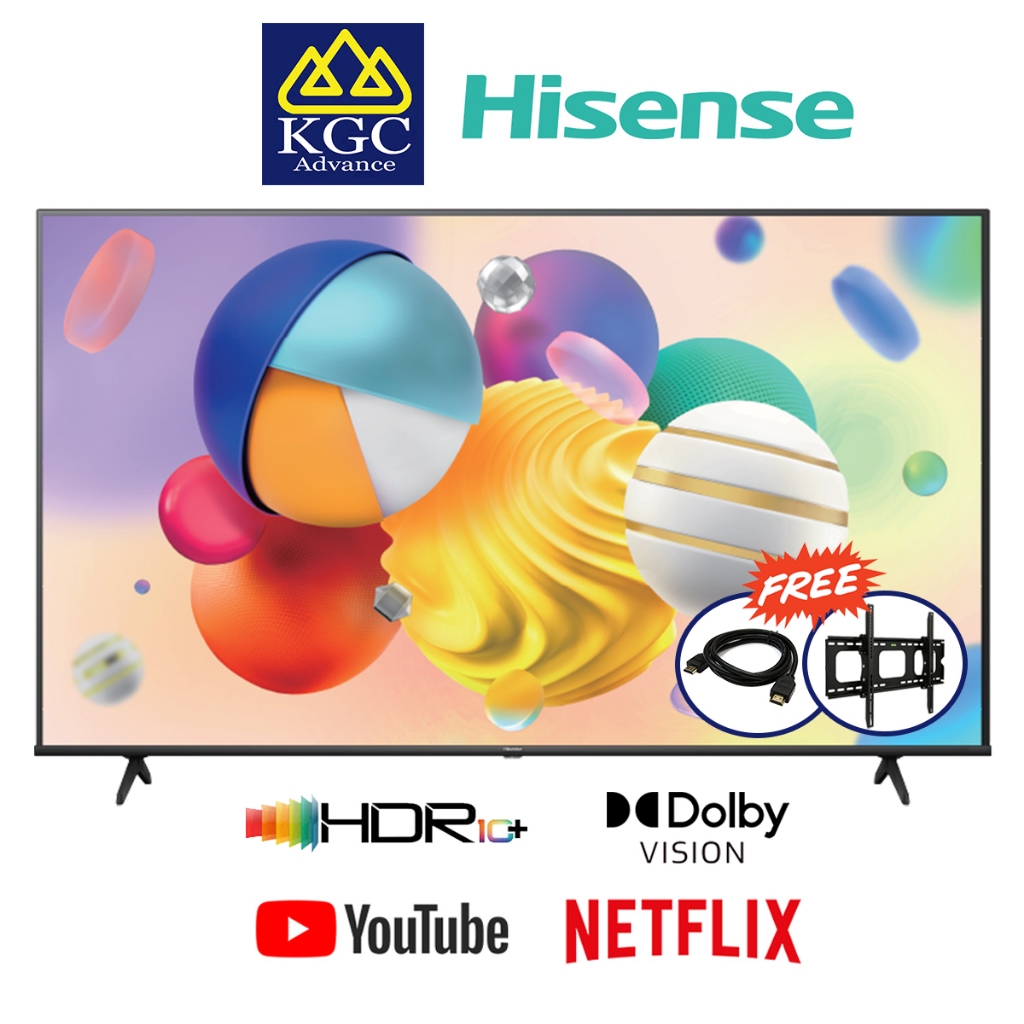 Hisense 43" / 50'' / 55' '/ 65'' / 75'' 4K Smart UHD LED TV Televisyen A6100K/ A6500N [Free Bracket & HDMI Cable]