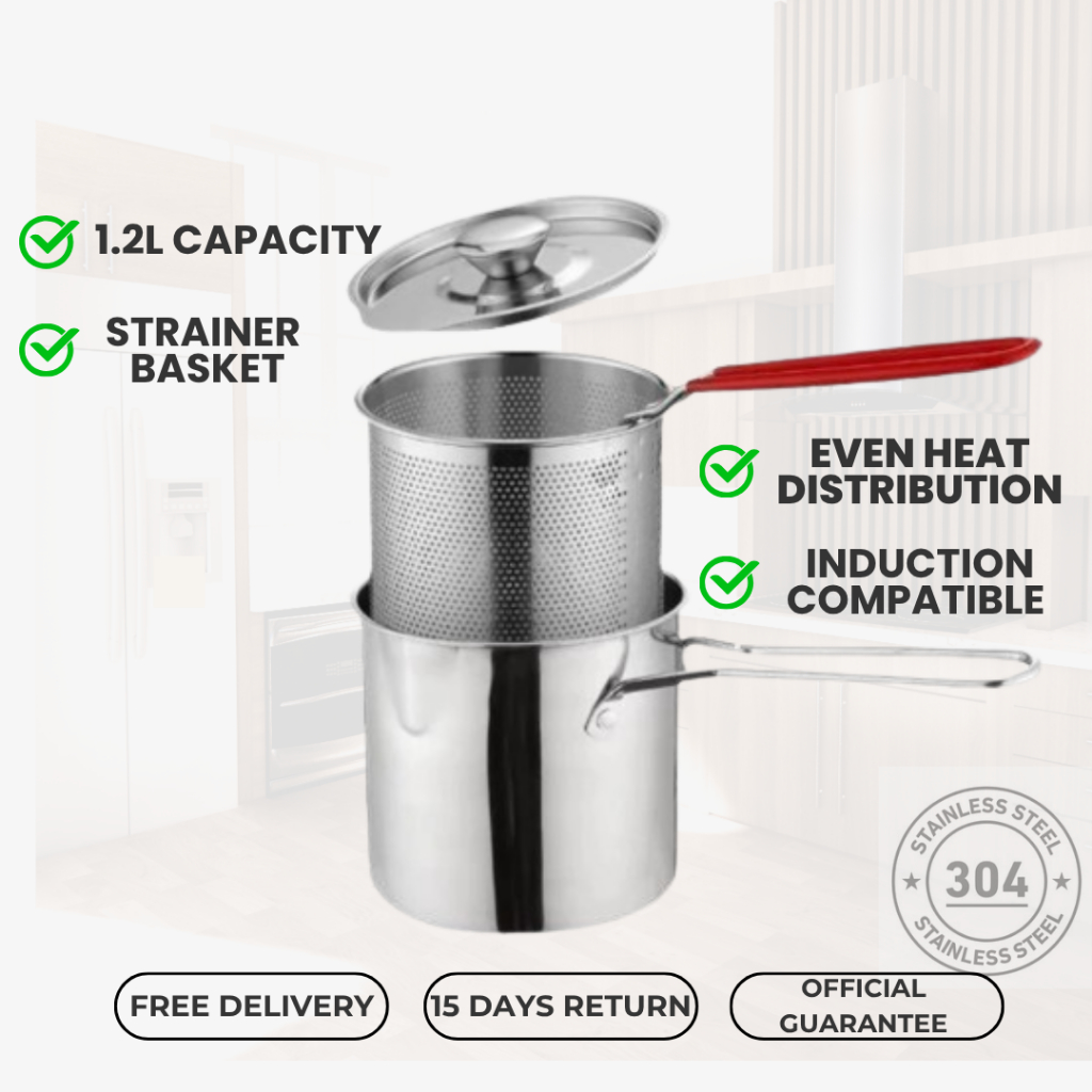 Deep Fryer Multi-Functional Small Fried Pot Fuel-Saving Frying Pan with Lid & Basket 油炸锅