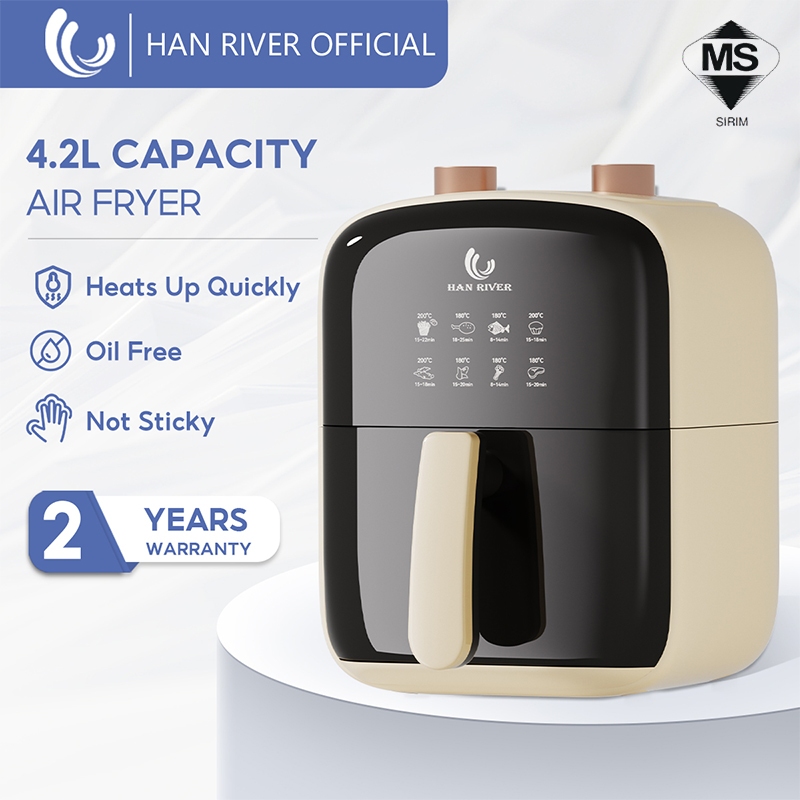 HAN RIVER Air Fryer 4.2L Non-Stick Coating Oil Free Smokeless Multifunctional Cooking 800W HRAF03WT