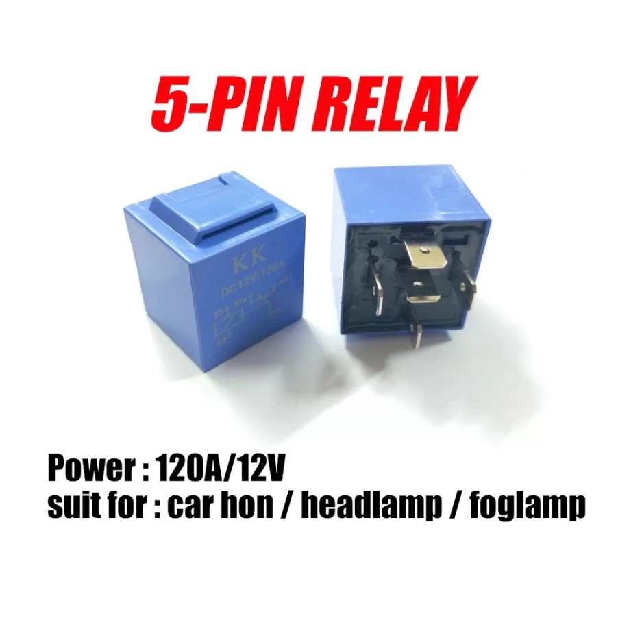Car 5 PIN 120A Relay 12V Copper Headlamp Motorcycle Headlight Horn Fan Relay Lampu Kereta Motor Van