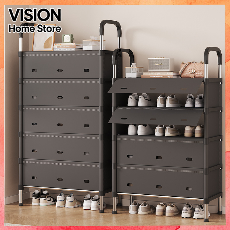 ?2/4/5/6/7 Layers Door Entry Dormitory Space Saving Shoe Rack Simple Dust Proof Shoe Rack Multi Layers Assembly Shoe Box