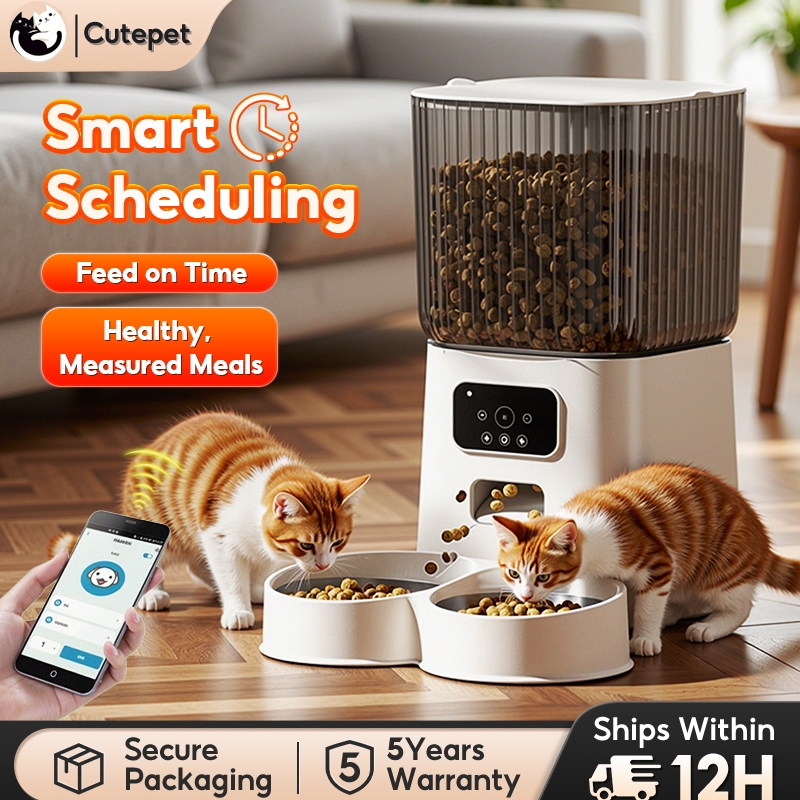 【READY STOCK】5L automatic cat feeder pet feeder auto feeder cat WIFI Control Smart Pet Feeder猫粮自动喂食器