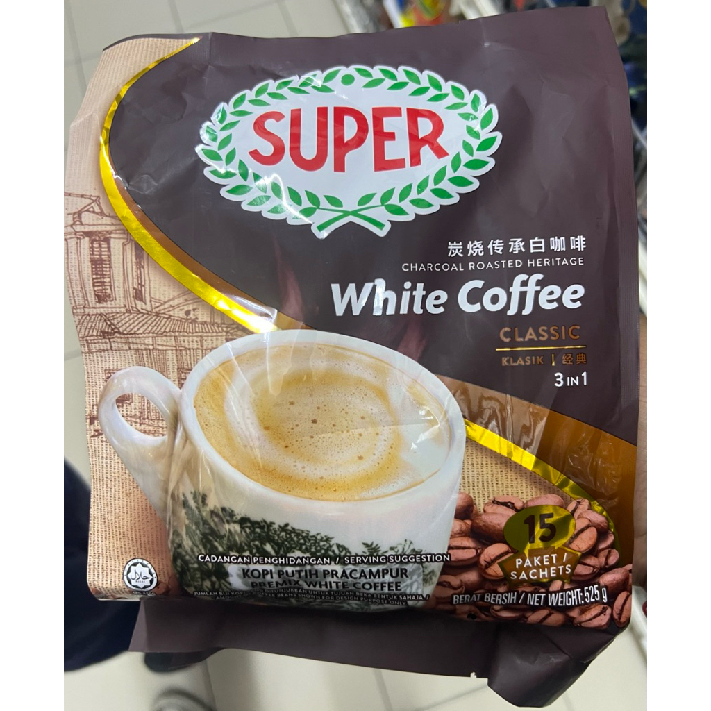 SUPER Instant 3 in 1 White Coffee Classic (15 Sachets) 525g