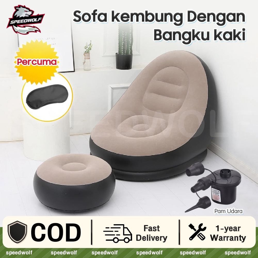 Inflatable Sofa With Footstool Lazy Sofa Kerusi Malas Berbondong Kembung Bangku Kaki Portable Recliner 懒人充气沙发