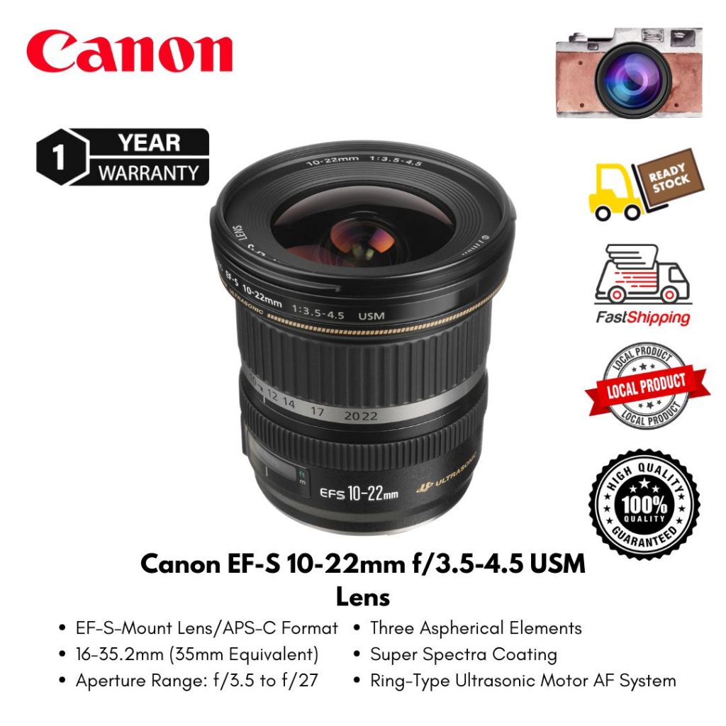 Canon EF-S 10-22mm f/3.5-4.5 USM Lens ( 1 Year Warranty )