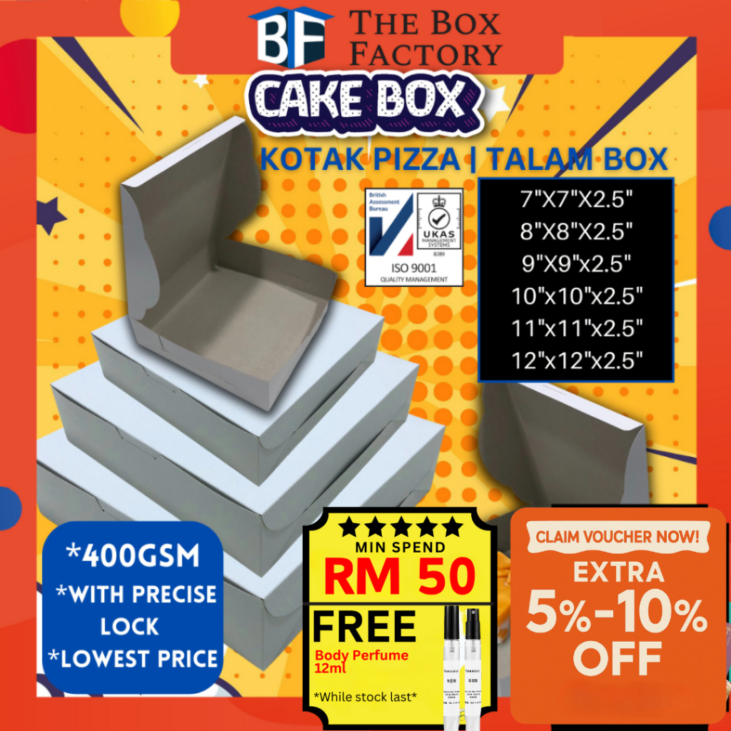 TBF Kotak Kuih Talam Box Cake Box EXTRA THICK Pizza Box / Kotak Kek Tapak Kuda Kek Kotak Kuih Lapis Kotak Donut