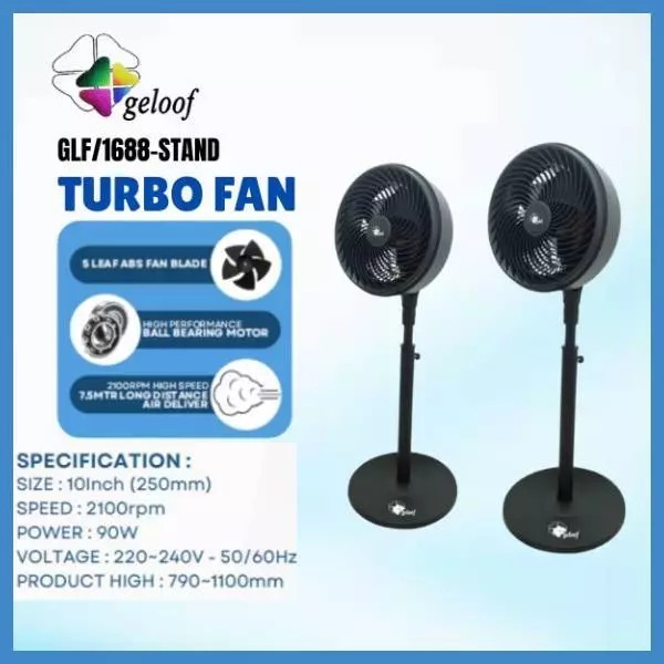 GELOOF 10" TURBO Powerful Stand Circulation Fan Adjustable Fan | Table Fan | Kipas Berdiri | Kipas Meja Kipas Angin