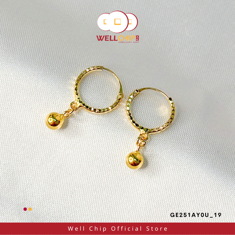 Subang Bulat Emas 916| Hoop 916 Gold Earrings | Emas 916 | Kedai Emas WELL CHIP
