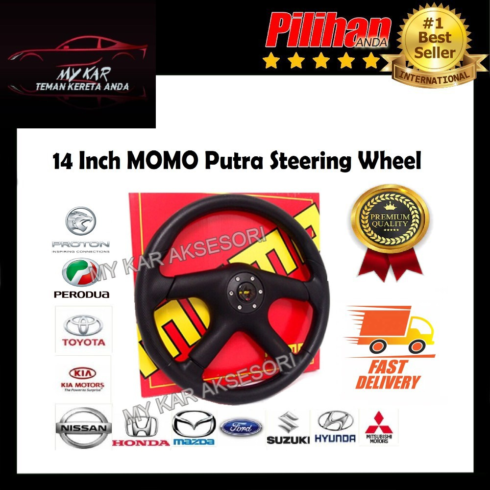 🔥READY STOCK🔥 Steering MOMO PUTRA Style 14 inch Car Steering Wheel Stereng Kereta
