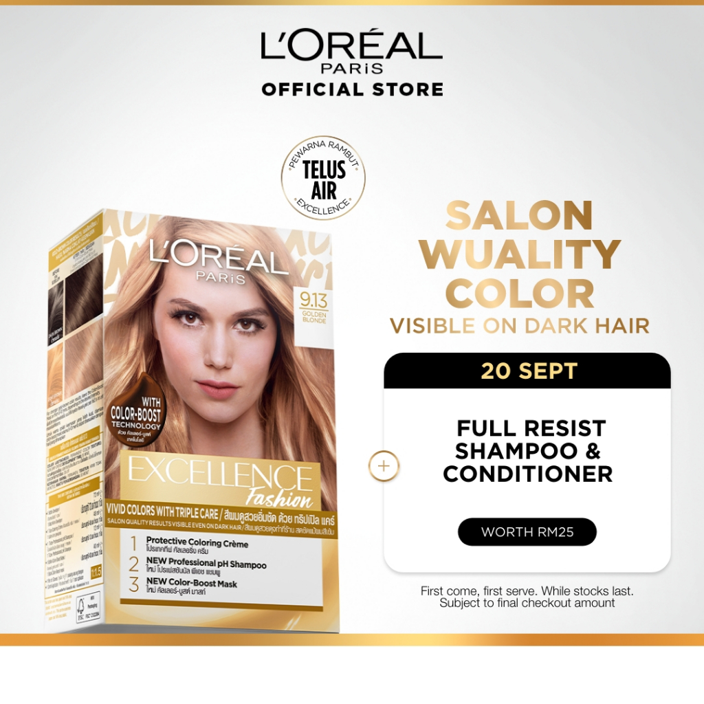 L'Oreal Paris Excellence Fashion Hair Color - #9.13 Golden Beige Blonde, Water Permeable (Hair Dye)