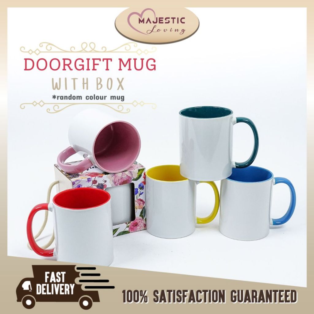 Random Colours Ceramic Mug Doorgift Gelas Kaca Cawan Doorgift Kahwin Tunang Hadiah Hari Guru Murah Cenderahati